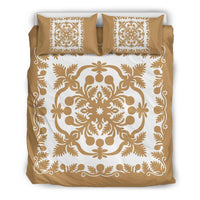 Hawaii Bedding Set Royal Pattern - Gold And White Gold - Polynesian Pride