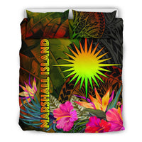 Marshall Islands Polynesian Bedding Set - Hibiscus and Banana Leaves - Polynesian Pride
