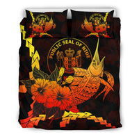 Niue Polynesian Bedding Set - Swordfish With Hibiscus - Polynesian Pride