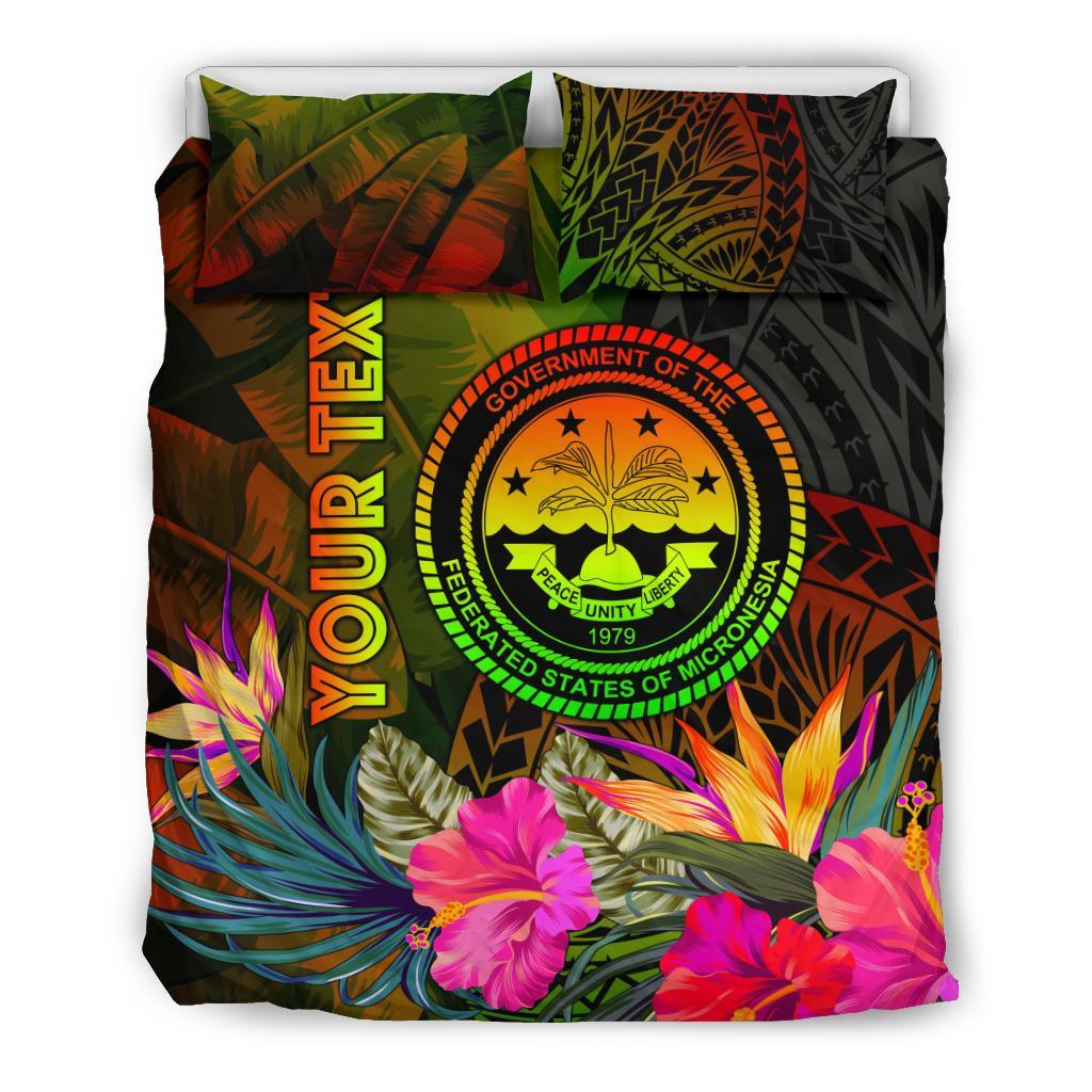 Federated States of Micronesia Polynesian Personalised Bedding Set - Hibiscus and Banana Leaves - Polynesian Pride