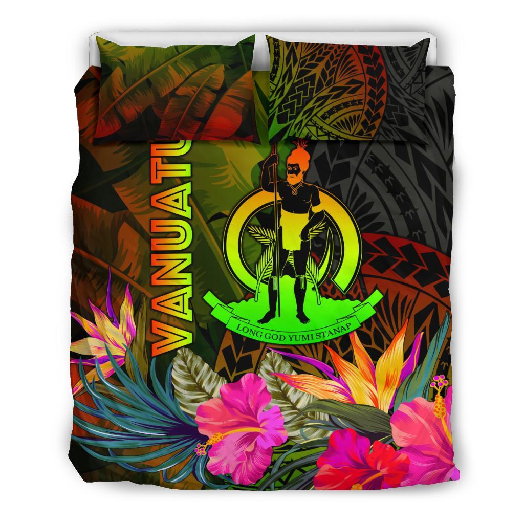 Vanuatu Polynesian Bedding Set - Hibiscus and Banana Leaves - Polynesian Pride