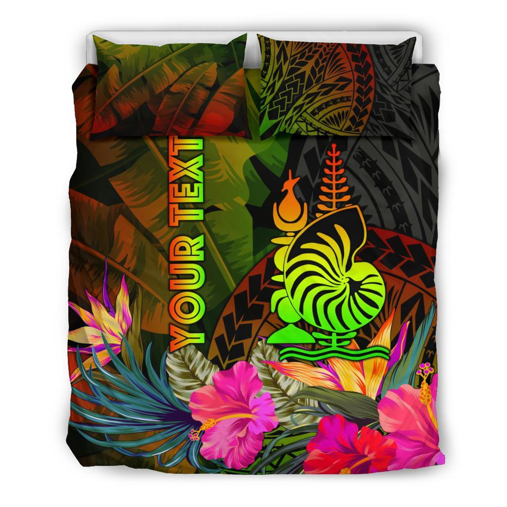 New Caledonia Polynesian Personalised Bedding Set - Hibiscus and Banana Leaves - Polynesian Pride
