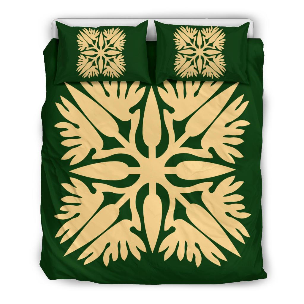 Hawaiian Bedding Set Royal Pattern - Green - A3 Style Green - Polynesian Pride