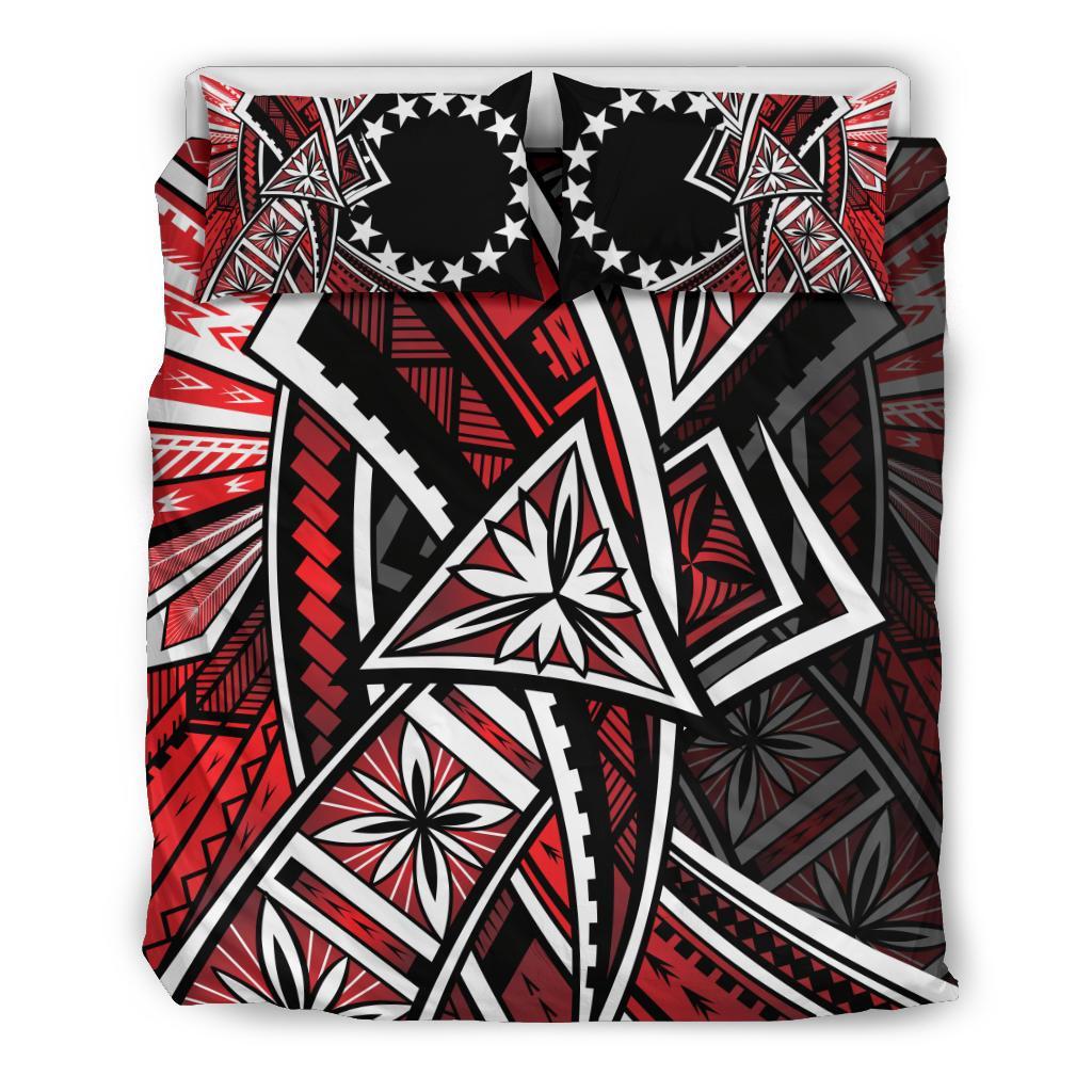 Cook Islands Bedding Set - Tribal Flower Special Pattern Red Color - Polynesian Pride