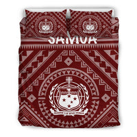 Samoa Bedding Set - Samoa Seal In Polynesian Tattoo Style (Red) - Polynesian Pride