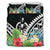 Vanuatu Bedding Set - Vanuatu Coat of Arms & Polynesian Tropical Flowers White - Polynesian Pride