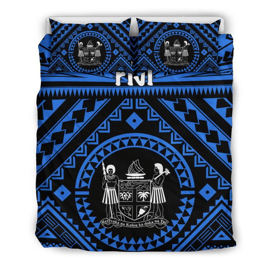 Fiji Bedding Set - Fiji Seal With Polynesian Tattoo Style (Blue) - Polynesian Pride