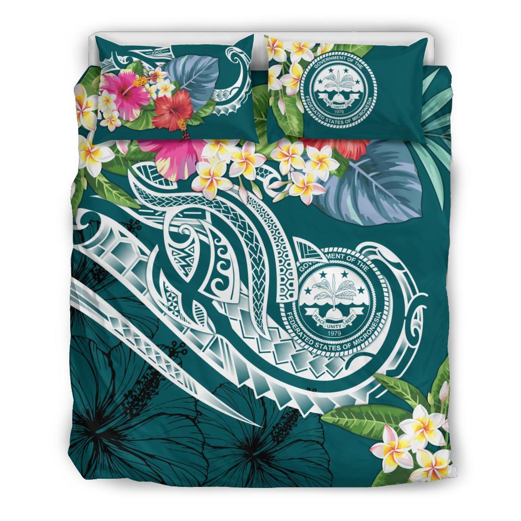 FSM Polynesian Bedding Set - Summer Plumeria (Turquoise) - Polynesian Pride