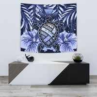Hawaii Turtle Hibiscus Blue Tapestry - Hac Style - AH Wall Tapestry 75cm*90cm Blue - Polynesian Pride