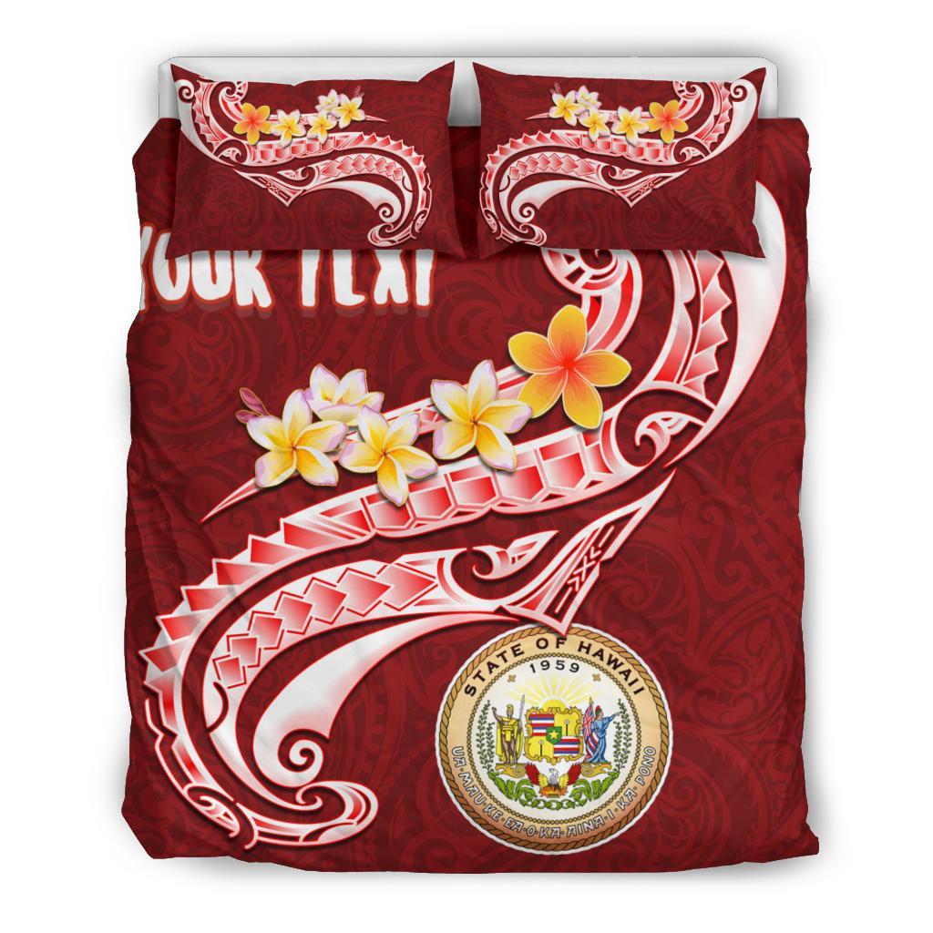 Hawaii Personalised Bedding Set - Hawaii Seal Polynesian Patterns Plumeria - Polynesian Pride