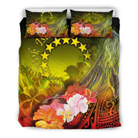 Cook Islands Bedding Set - Humpback Whale with Tropical Flowers (Yellow) - Polynesian Pride
