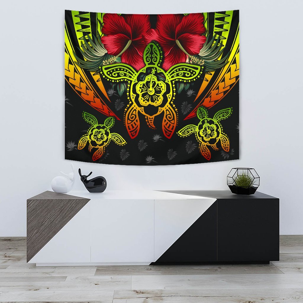 Hawaii Turtle Tropical Polynesian Tapestry - Iris Style - AH Wall Tapestry 75cm*90cm Reggae - Polynesian Pride