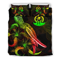 Vanuatu Polynesian Bedding Set - Turtle With Blooming Hibiscus Reggae - Polynesian Pride