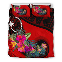 Chuuk Bedding Set - Polynesian Hook And Hibiscus (Red) - Polynesian Pride
