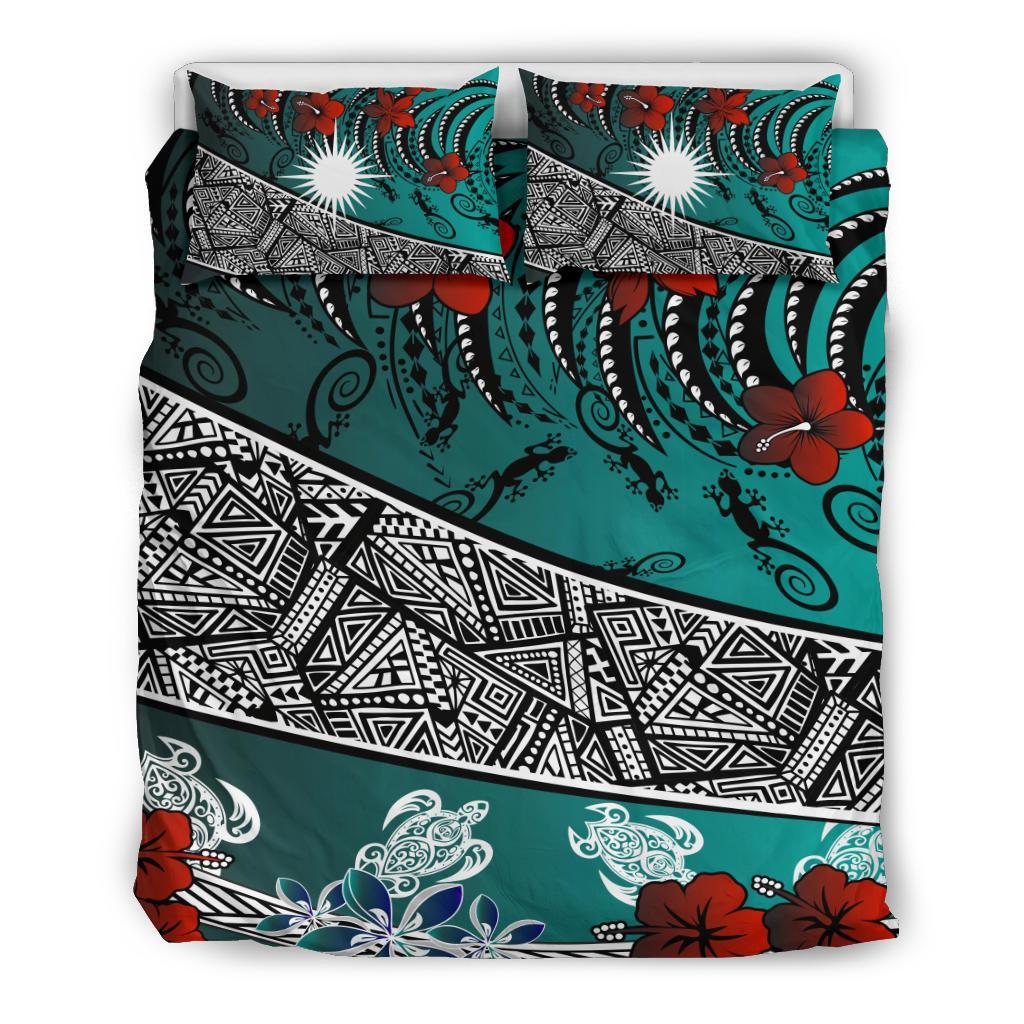 Marshall Islands Bedding Set - Lizard And Turtle Green - Polynesian Pride