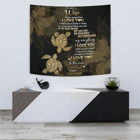 Hawaii Turtle Tapestry Hibiscus To My Wife Gold AH Wall Tapestry 75cm*90cm Gold - Polynesian Pride