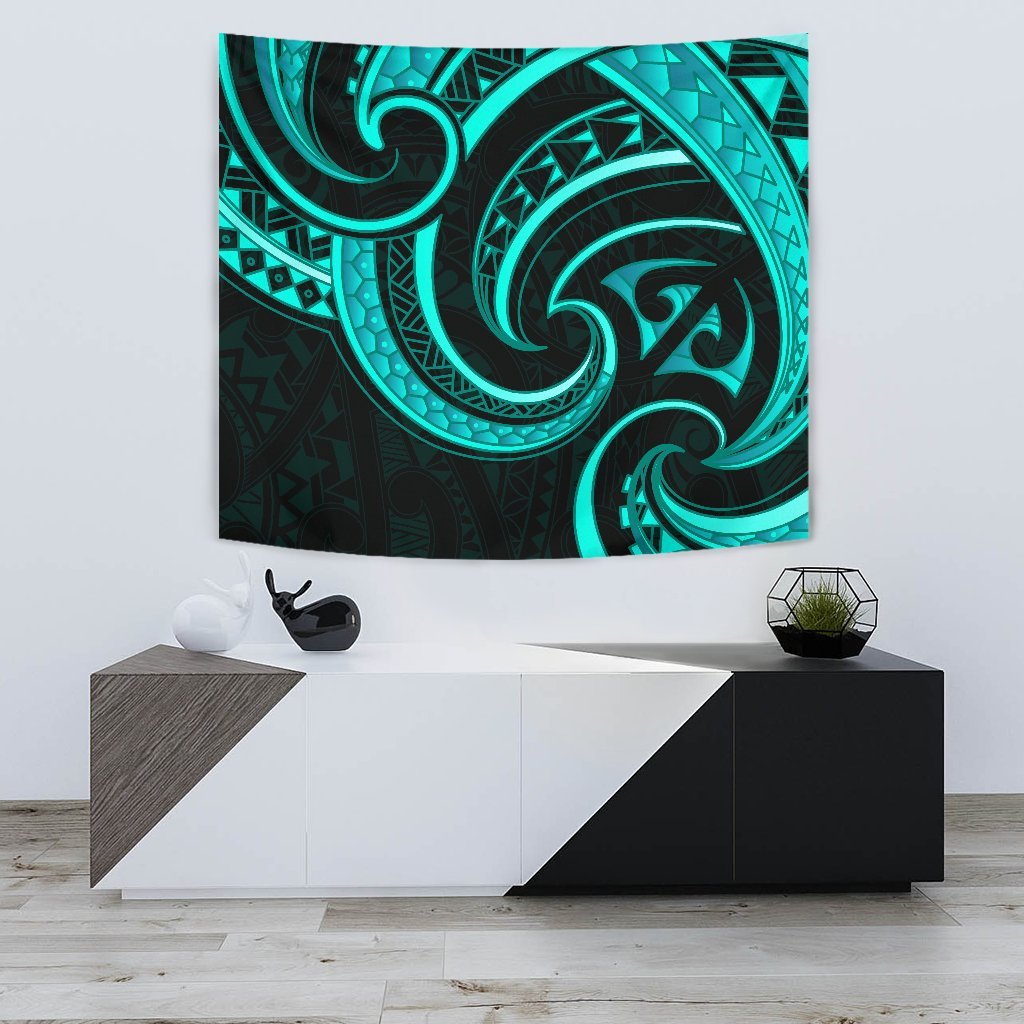 New Zealand Maori Mangopare Tapestry Polynesian - Turquoise Wall Tapestry Small 60" x 51" Turquoise - Polynesian Pride