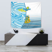 Tuvalu Rugby Tapestry Special Wall Tapestry Small 60" x 51" Blue - Polynesian Pride