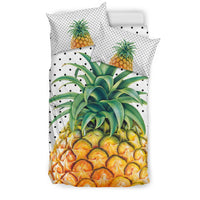 Hawaiian Pineapple Polka Dots Background Polynesian Bedding Set - Polynesian Pride