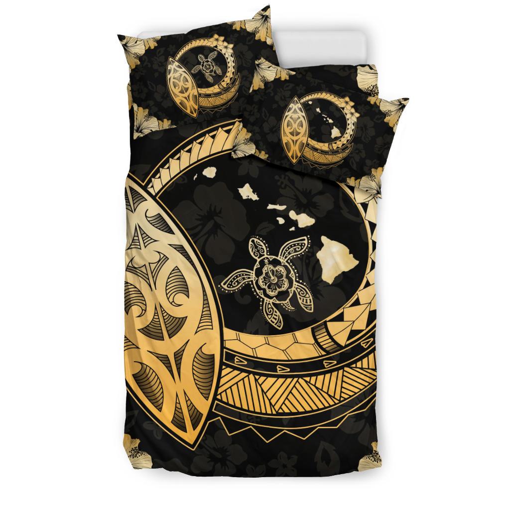 Hawaiian Map Hibiscus Plumeria Turtle Polynesian Bedding Set - Polynesian Pride