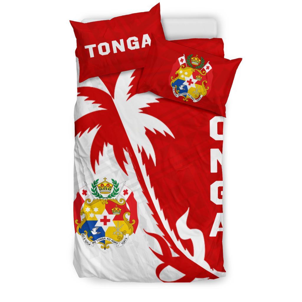 Tonga Duvet Cover Set - Tonga Coat Of Arms & Coconut Tree - Polynesian Pride