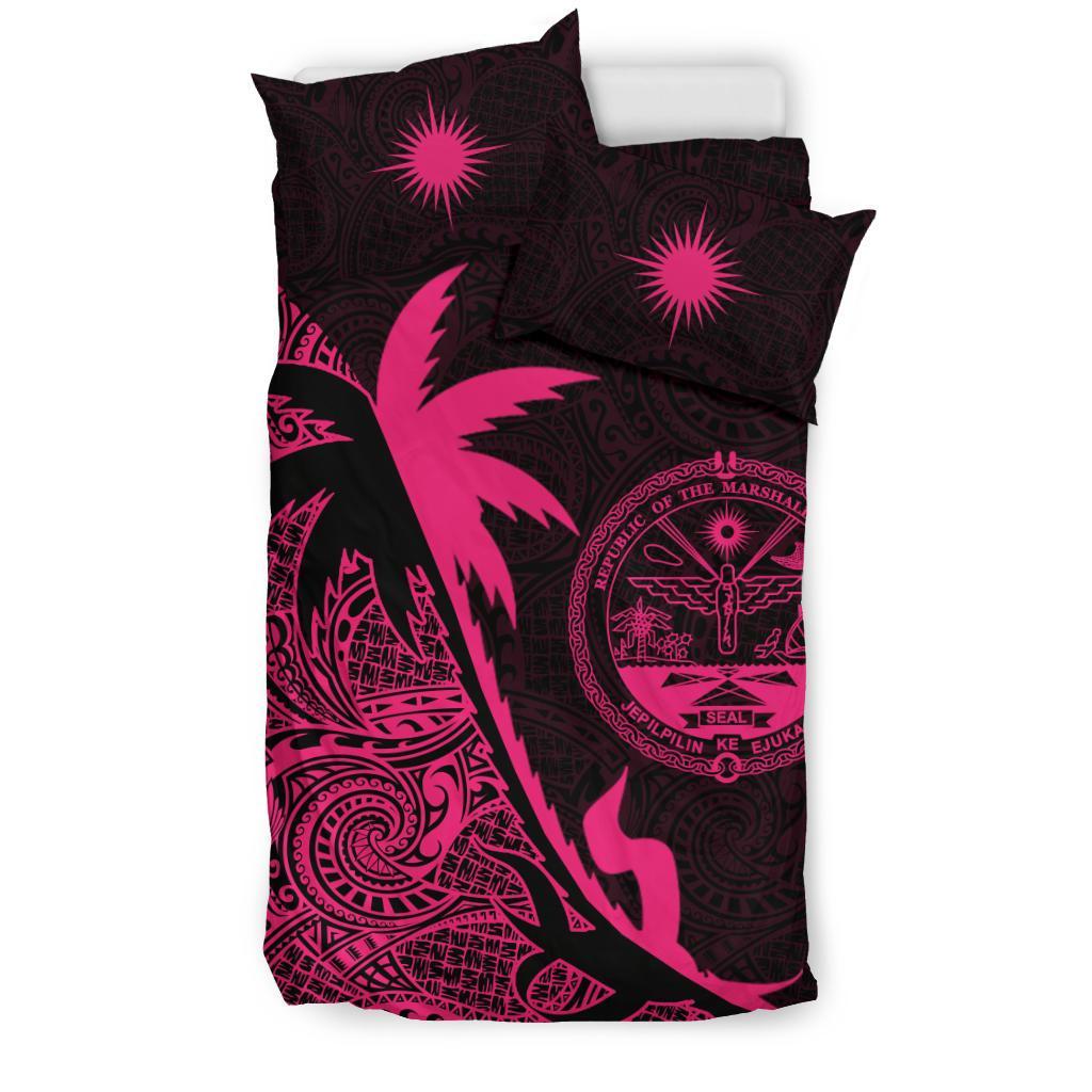 Marshall Islands Coconut Tree Bedding Set Pink - Polynesian Pride