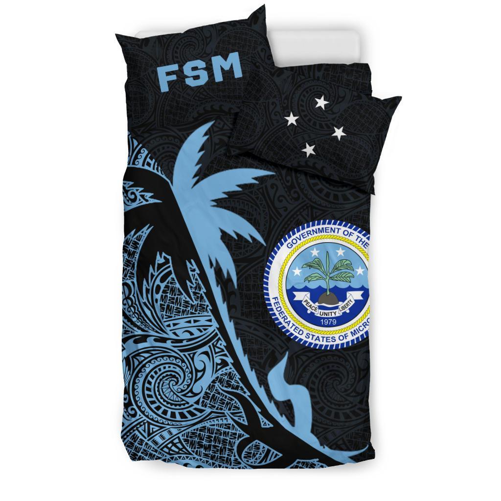 Federated States Of Micronesia Duvet Cover Set - Federated States Of Micronesia Coat Of Arms & Coconut Tree - Polynesian Pride