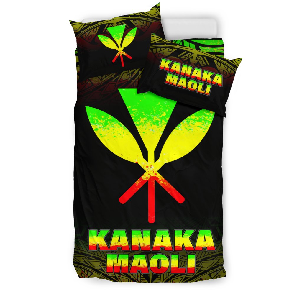 Kanaka Maoli Duvet Cover Set - Hawaii Reggae Fog Style - Polynesian Pride