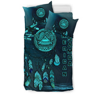 American Samoa Duvet Cover Set - AmericanSamoa Seal Dreamcatcher Blue A02 - Polynesian Pride