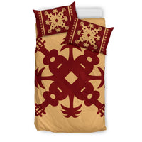 Hawaiian Quilt Pattern Ukulele Coconut Tree Bedding Set - Polynesian Pride