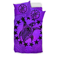 Cook Islands Duvet Cover Set - Cook Islands Flag & Turtle Purple - Polynesian Pride