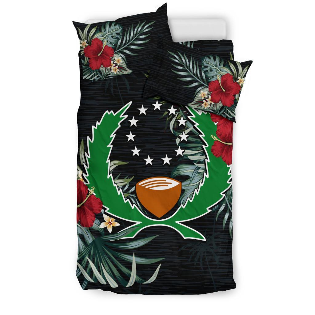 Pohnpei Duvet Cover Set - Pohnpei Coat Of Arms Hibiscus - Polynesian Pride
