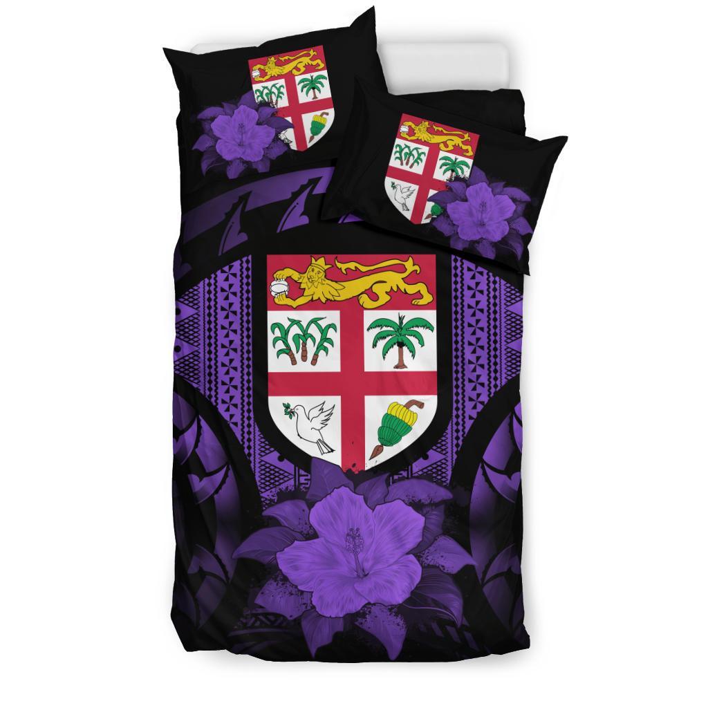 Fiji Duvet Cover Set - Fiji Flag & Purple Hibiscus - Polynesian Pride