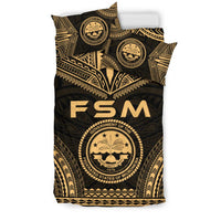 Federated States Of Micronesia Polynesian Chief Duvet Cover Set - Gold Version - Polynesian Pride