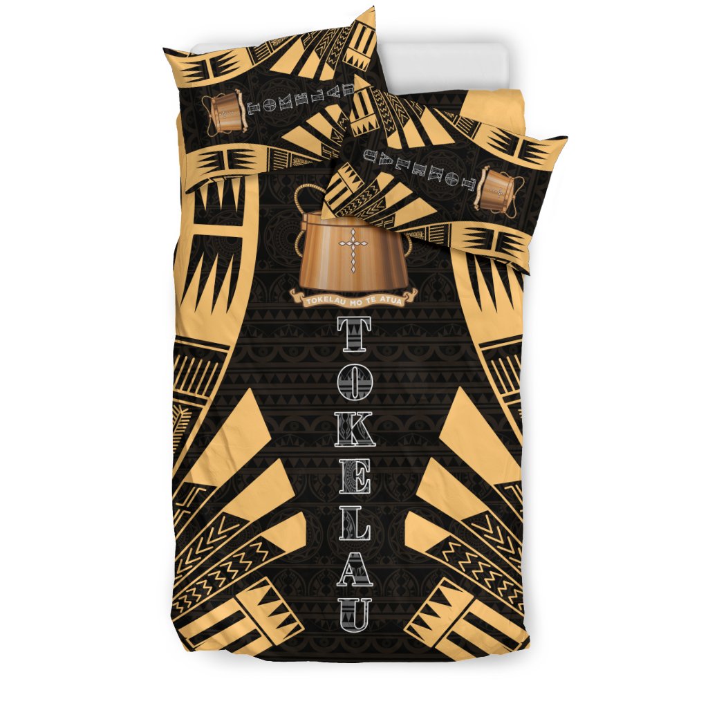 Tokelau Duvet Cover Set - Polynesian Tattoo Gold - Polynesian Pride