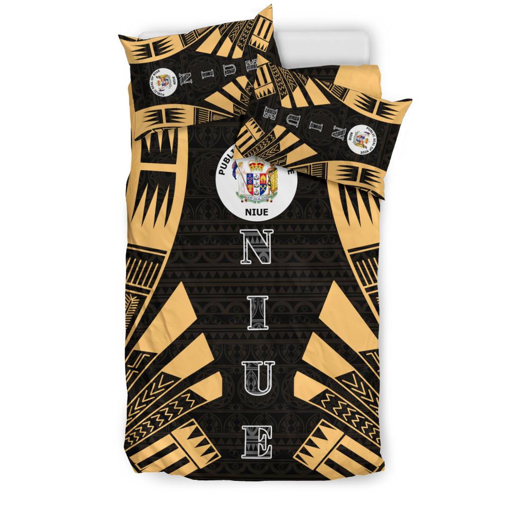 Niue Duvet Cover Set - Polynesian Tattoo Gold - Polynesian Pride