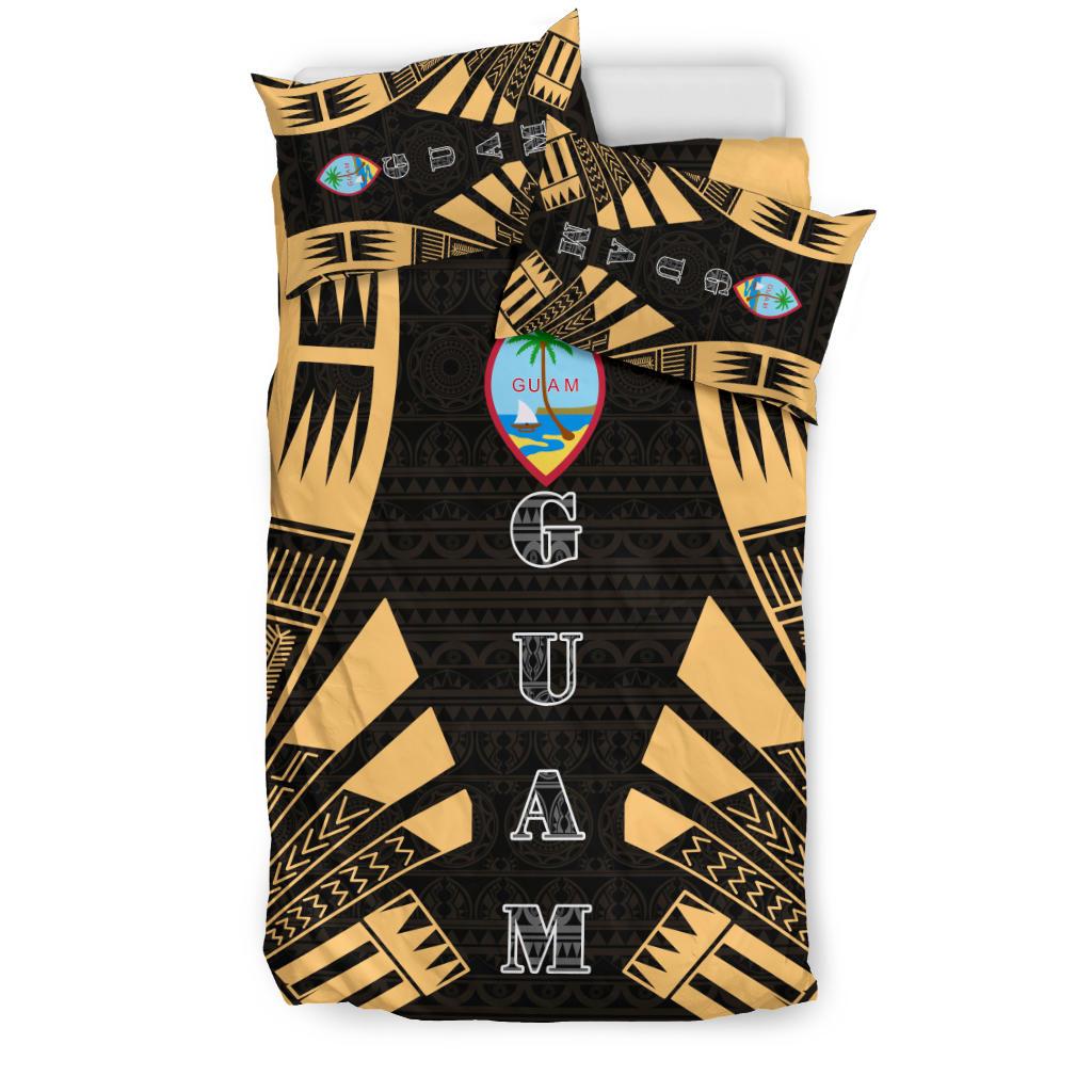 Guam Duvet Cover Set - Polynesian Tattoo Gold - Polynesian Pride