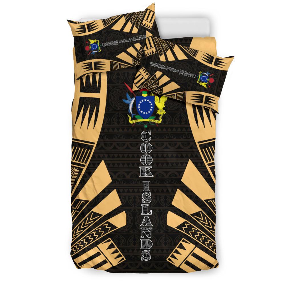 Cook Islands Duvet Cover Set - Polynesian Tattoo Gold - Polynesian Pride