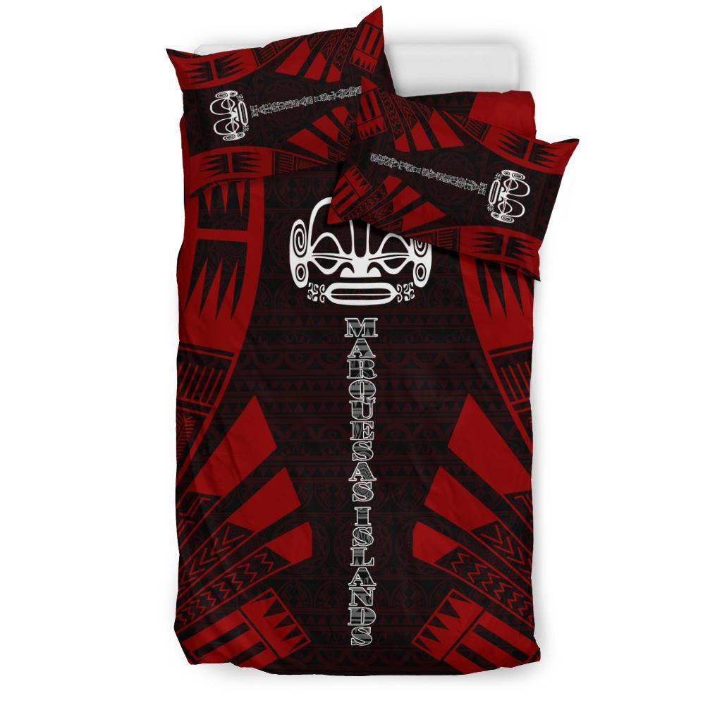 Marquesas Islands Duvet Cover Set - Polynesian Tattoo Red - Polynesian Pride
