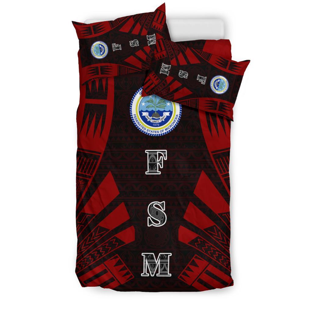 Federated States of Micronesia Duvet Cover Set - Polynesian Tattoo Red - Polynesian Pride