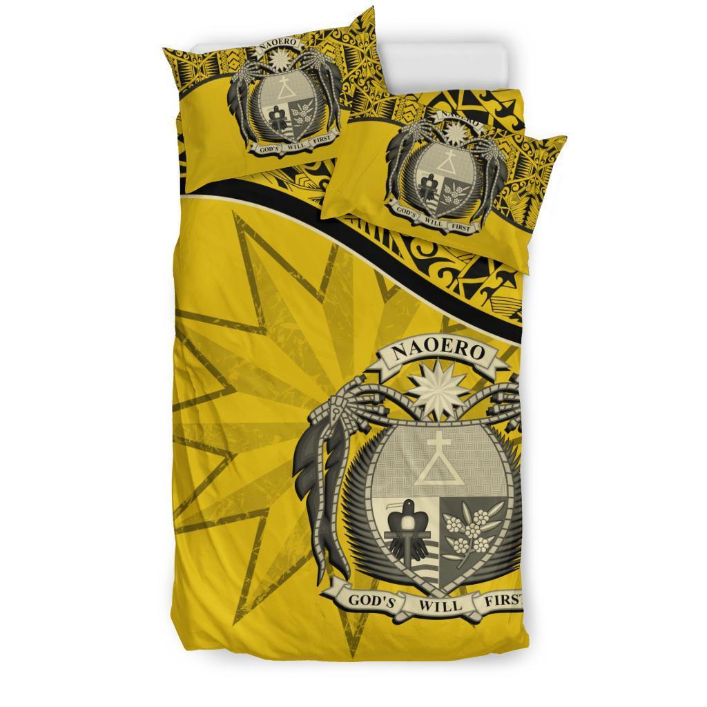 Nauru Duvet Cover Set - Nauru Bedding Flag & Coat Of Arms Yellow - Polynesian Pride