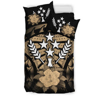Kosrae Duvet Cover Set - Kosrae Flag & Brown Hibiscus - Polynesian Pride