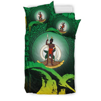 Vanuatu Bedding Set - Wave And Hibiscus Green - Polynesian Pride