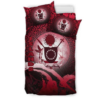 Cook Islands Bedding Set - Wave And Hibiscus Red - Polynesian Pride