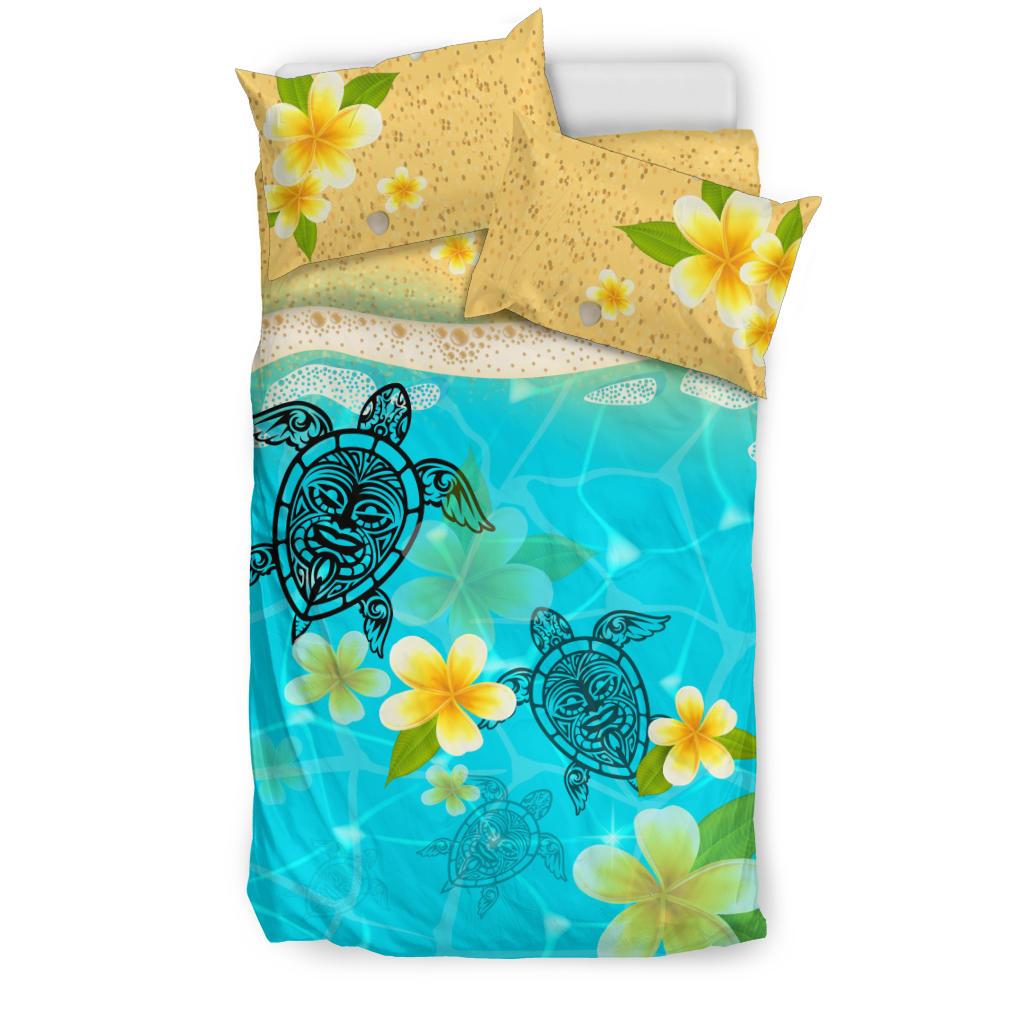Polynesian Bedding Set - Turtles And Plumeria Duvet Cover Set - Polynesian Pride