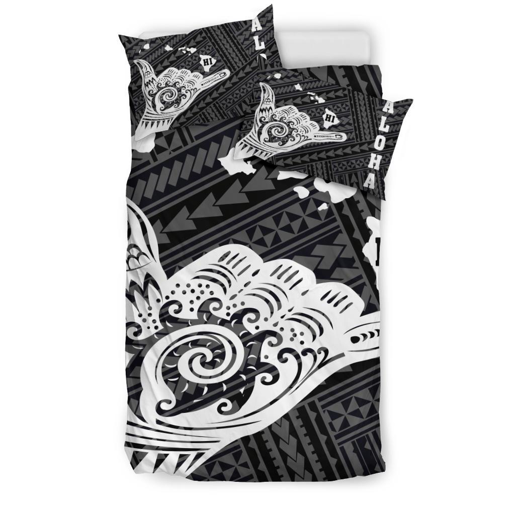 Hawaiian Shaka Aloha Map Polynesian Bedding Set White - Polynesian Pride