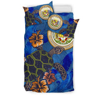 Hawaiian Seal Of Hawaii Hibiscus Ocean Turtle Polynesian Bedding Set - Polynesian Pride