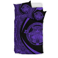 Hawaiian Madame Pele Kanaka Plumeria Polynesian Bedding Set Circle Style Purple - Polynesian Pride