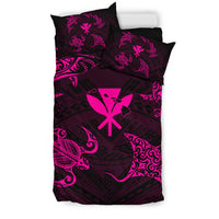 Polynesian Turtle Hammerhead Shark Ray Kanaka Hawaii Bedding Set Circle Pink - Polynesian Pride