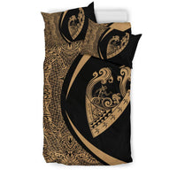 Hawaiian Surfing Waves Fish Hook Polynesian Bedding Set - Circle Style Gold - Polynesian Pride